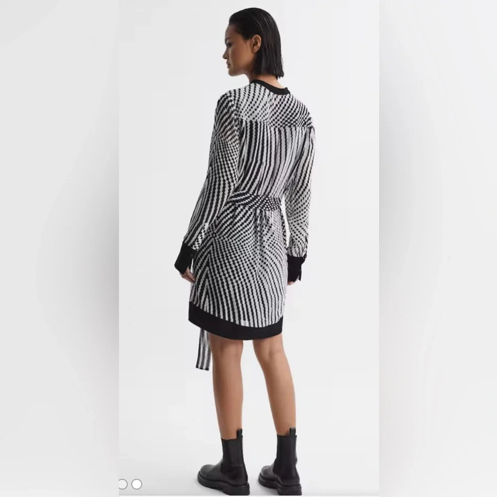 Reiss Tia Black and White Striped Mini Dress NWT - Picture 8 of 14